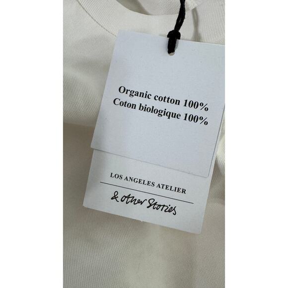 & Other Stories Organic Cotton Short Sleeve T Shirt Womens Medium White Tee New - Picture 7 of 9